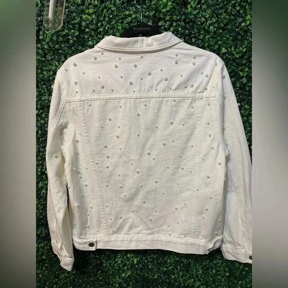 Savanna Jane Ivory Pearl Denim Jacket - Size Medium - Picture 6 of 10